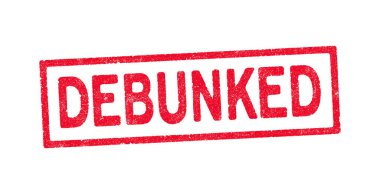 Vector illustration of the word debunked in red ink stamp clipart