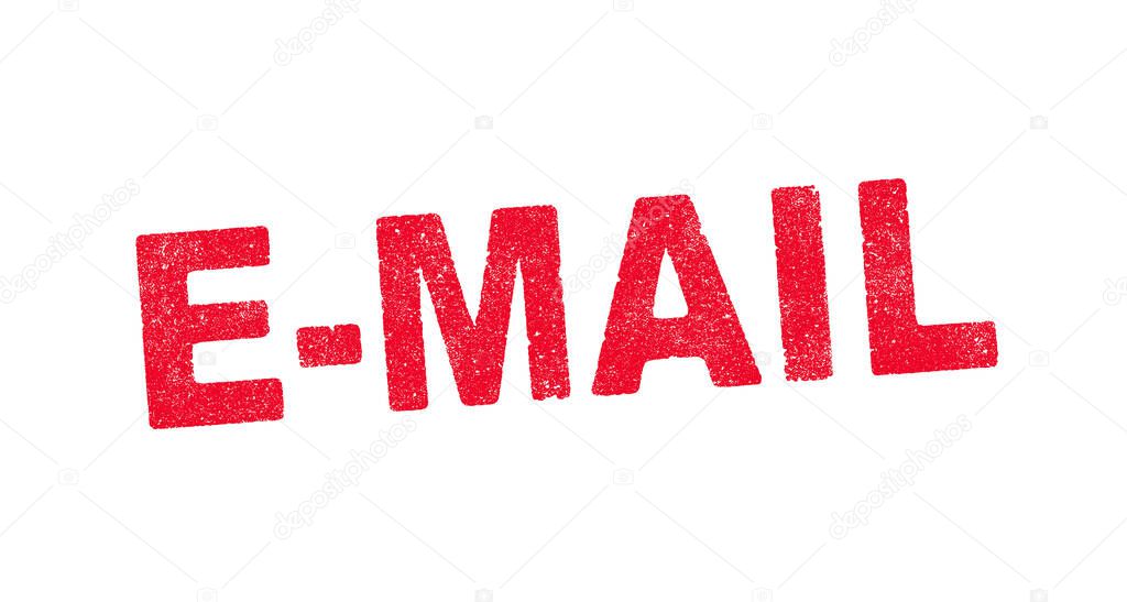 Vector illustration of the word E-Mail in red ink stamp