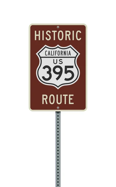 Vector Illustration Historic California Route 395 Road Sign Metallic Post — Stock Vector