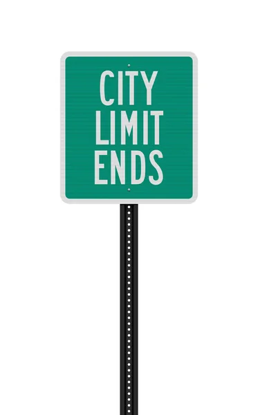 Vector Illustration City Limit Ends Green Road Sign Metallic Post — Stock Vector
