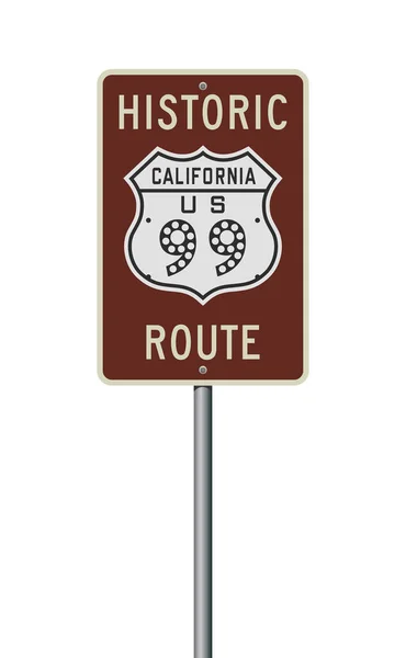 金属柱上的美国历史99号公路路标的矢量图解 — 图库矢量图片