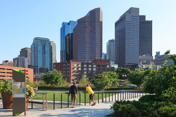 Skyline of the financial district of Boston — Stock Photo, Image