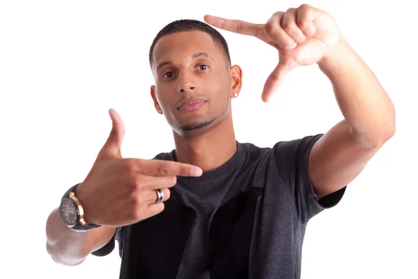 African american man making frame sign with his hands — Stock Photo, Image