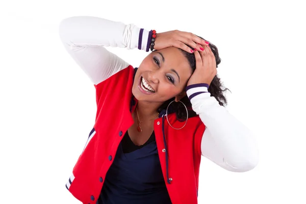 Young African American woman holding her head — Stock Photo, Image