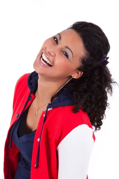 Unga afroamerikanska tonårig flicka skratta — Stockfoto