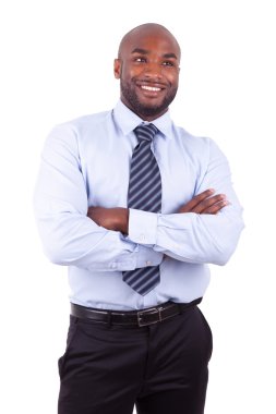 Afrika kökenli Amerikalı iş adamı katlanmış silah ile