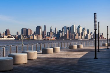 New york - hoboken waterfront manhattan siluetinin manzarası