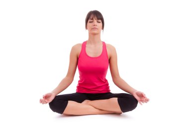 yoga konumda güzel bir beyaz kadın