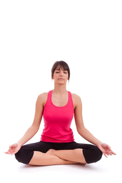 Beautiful caucasian woman in yoga position — Stock Photo, Image