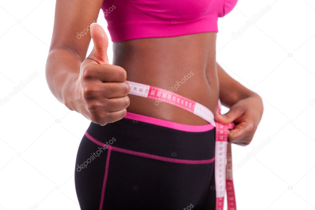 African American Fitness woman making thumbs up