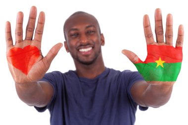 boyalı kalp ve burkinabe bayrak, Afrika adam eliyle ı lov