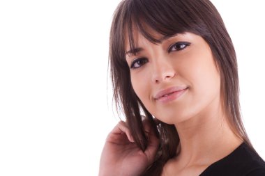 genç güzel beyaz bir kadın portresi kapatmak