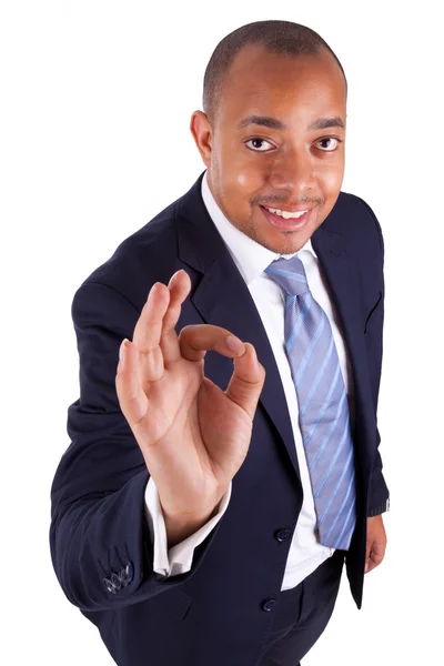 African American business man making ok gesture with the hand - — Stock Photo, Image