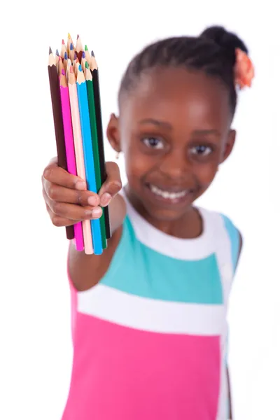 Cute black african american little girl reading a book - African Stock ...