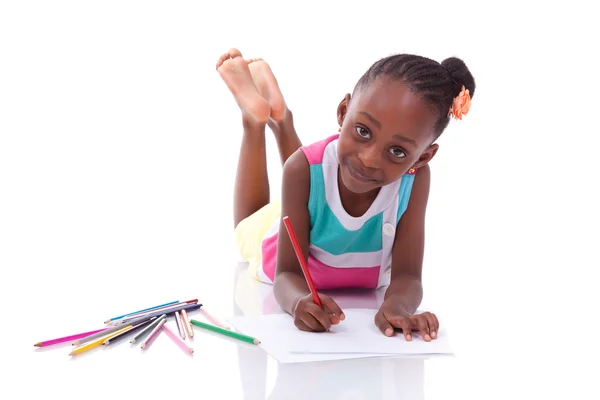 Süße schwarze afrikanisch-amerikanische Mädchenzeichnung - afrikanisch — Stockfoto