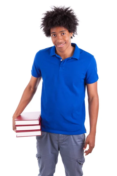 Jovem negro adolescente estudante homens segurando livros - Africano — Fotografia de Stock