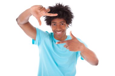 çerçeve s yapım bir Afrikalı-Amerikalı genç bir portresini kapatmak