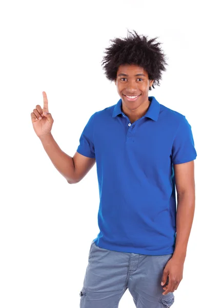 Portrait of a young african american man holding something - Bla — Stock Photo, Image