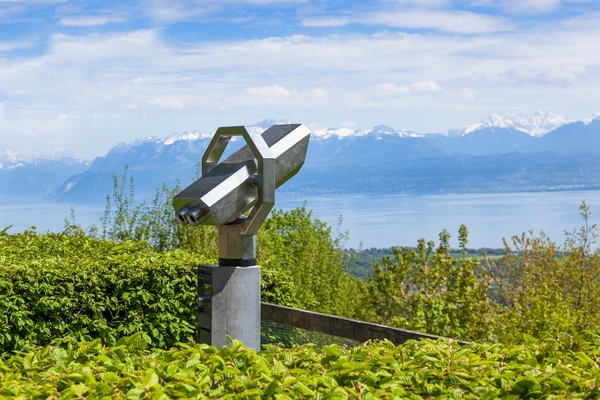 Telescope for tourists in Signal de Bougy, Switzerland — Stock Photo, Image