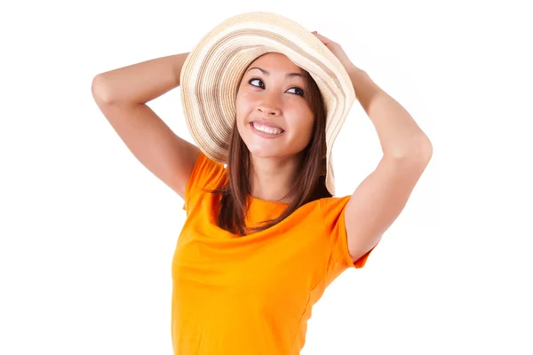 Portrait of a young beautiful asian woman in summer clothes - As — Stock Photo, Image