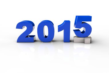 Yeni yıl 2014 ve eski 2015, 3d render. Beyaz arka plan üzerinde