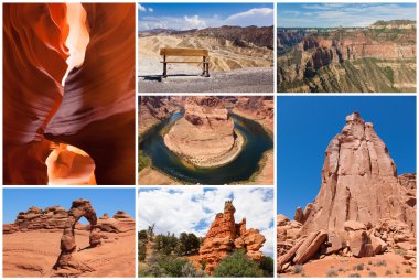 USA west coast national parks landscape collage clipart