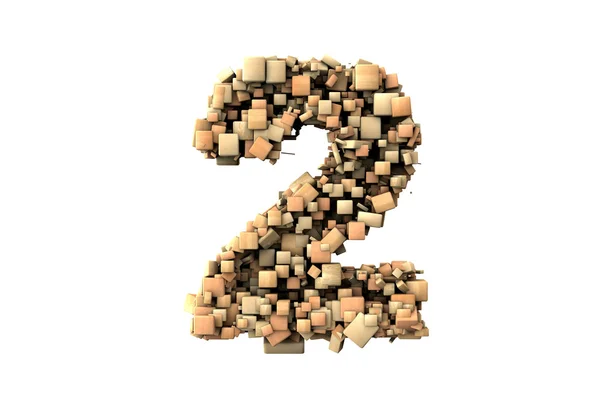 Αριθμός δύο σχήμα κατασκευή με τα ξύλινα μόρια — Φωτογραφία Αρχείου