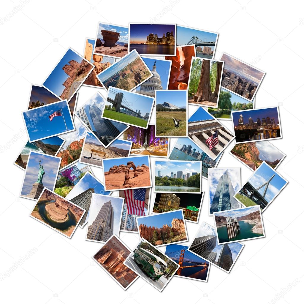 USA famous landmarks and landscapes photo collage
