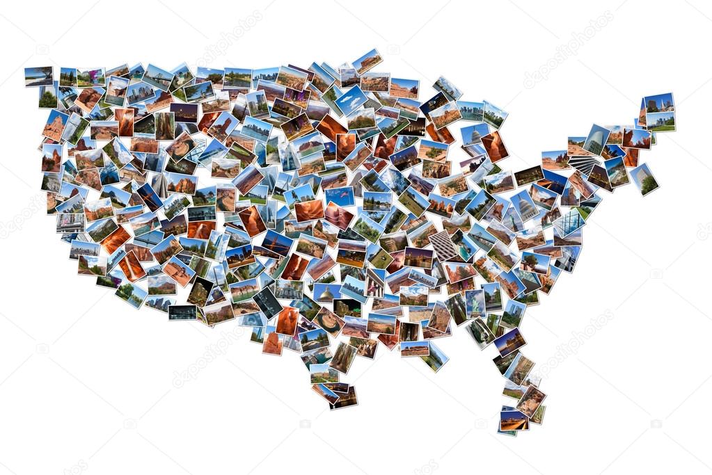 USA map shape drawn with pictures