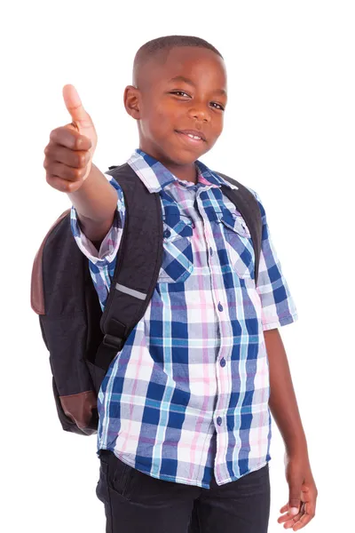 Ragazzo della scuola afroamericana facendo pollici in su - persone di colore — Foto Stock