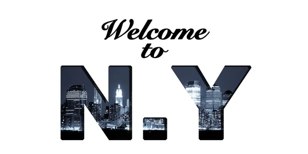 Willkommen zu new york text collage — Stockfoto