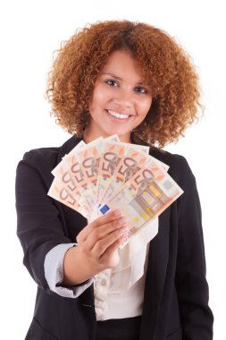 Euro Bono - afric tutan genç Afro-Amerikan iş kadın