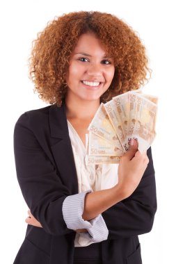 Euro Bono - afric tutan genç Afro-Amerikan iş kadın