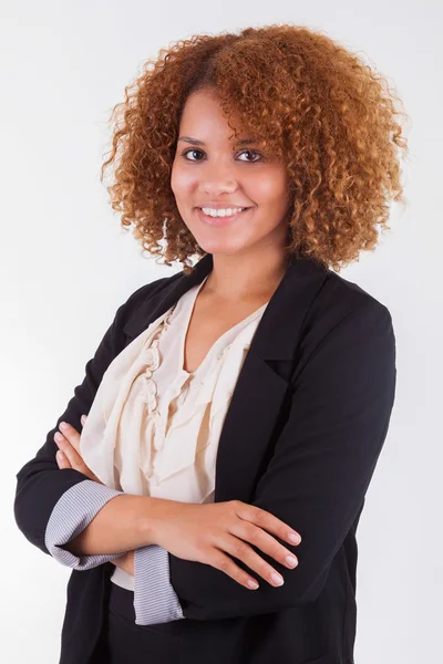 Portret van een jonge Afrikaanse Amerikaanse bedrijfsleven vrouw - zwarte pers Rechtenvrije Stockafbeeldingen