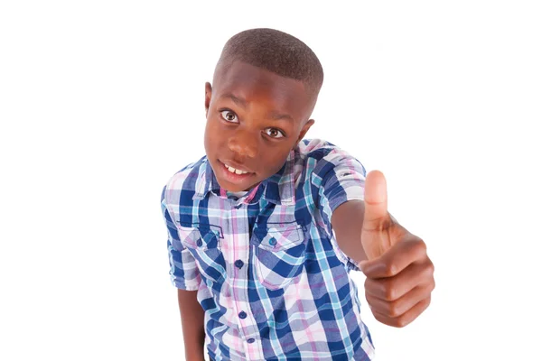 African American boy making thumbs up - Black people — Stock Photo, Image