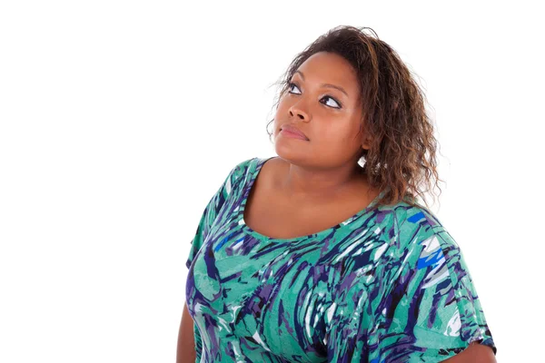 Mujer afroamericana mirando hacia arriba - gente negra —  Fotos de Stock