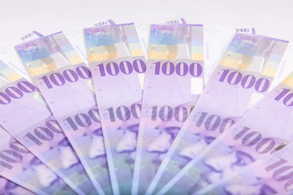 Banknotów we frankach szwajcarskich rozłożone na podłodze - Szwajcaria DoD — Zdjęcie stockowe