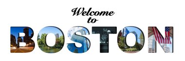Welcome to Boston text and photo collage clipart