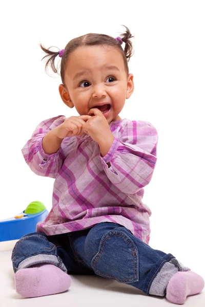 Bonito pouco afro-americano bebê menina- negros — Fotografia de Stock