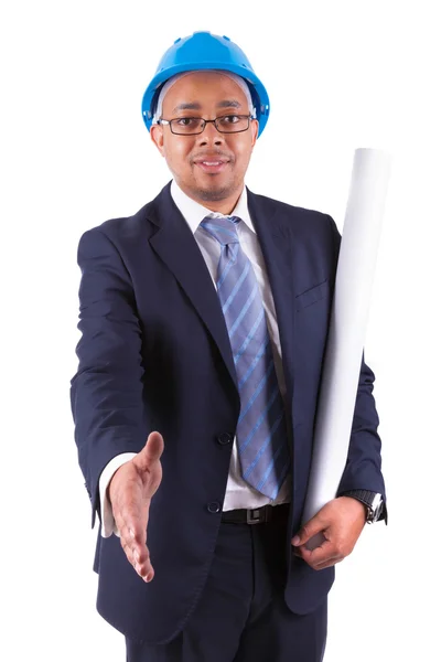 African American architect giving the hand shake - African peopl — Stock Photo, Image