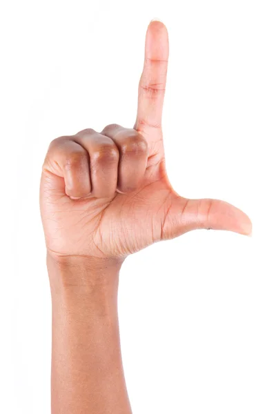 African American hand making l letter gesture — Stock Photo, Image