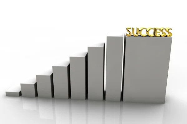 3D chart with gold success in the last step — Stock Photo, Image