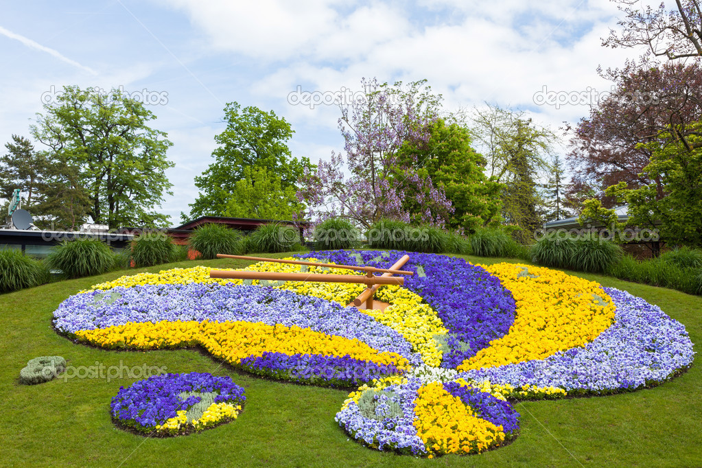 Beautiful and colorful floral clock in geneva switzerland - Swis