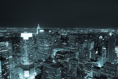 Manhattan skyline - New York - ABD hava gece görünümü