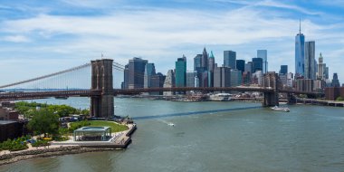 panoramik yeni yor aşağı manhattan ve brooklyn Köprüsü