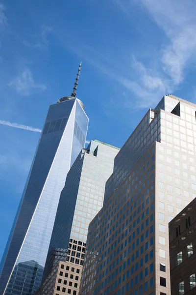 Centrum financiële wijk Manhattan, new york - Verenigde Staten — Stockfoto
