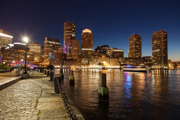 Boston Panorama v noci - massachusetts - usa — Stock fotografie