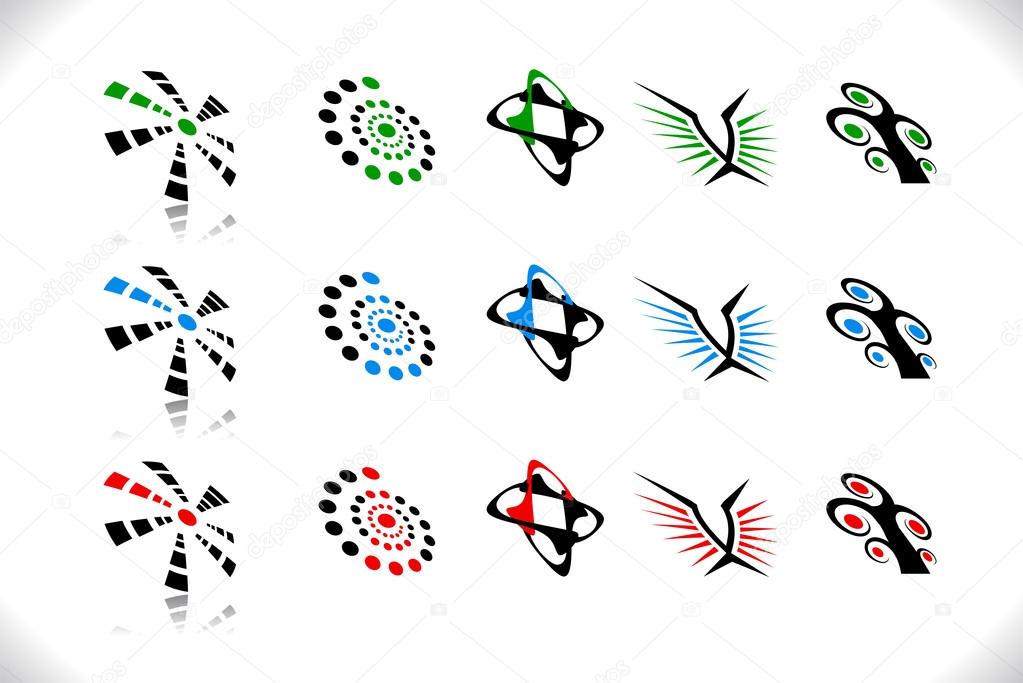 Abstract 2D shapes on light background. Vector illustration