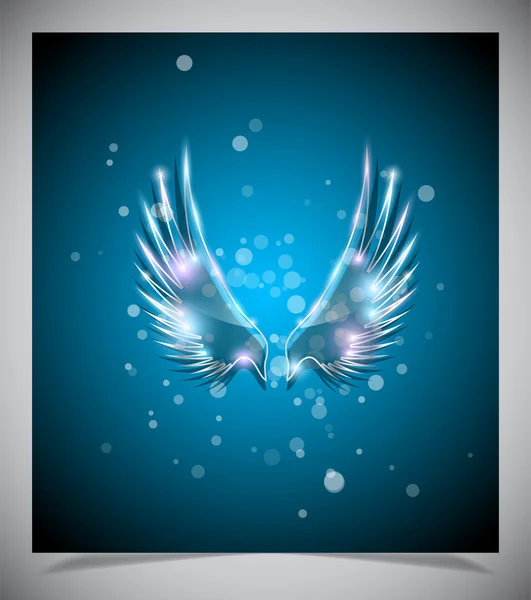 Abstract blue background with glass wings. — Stock Vector