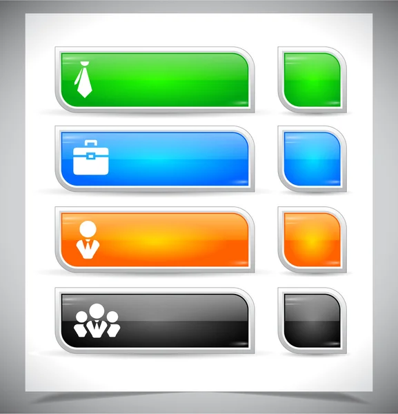 Zestaw kolorowych przycisków z tworzyw sztucznych dla sieci web. — Wektor stockowy